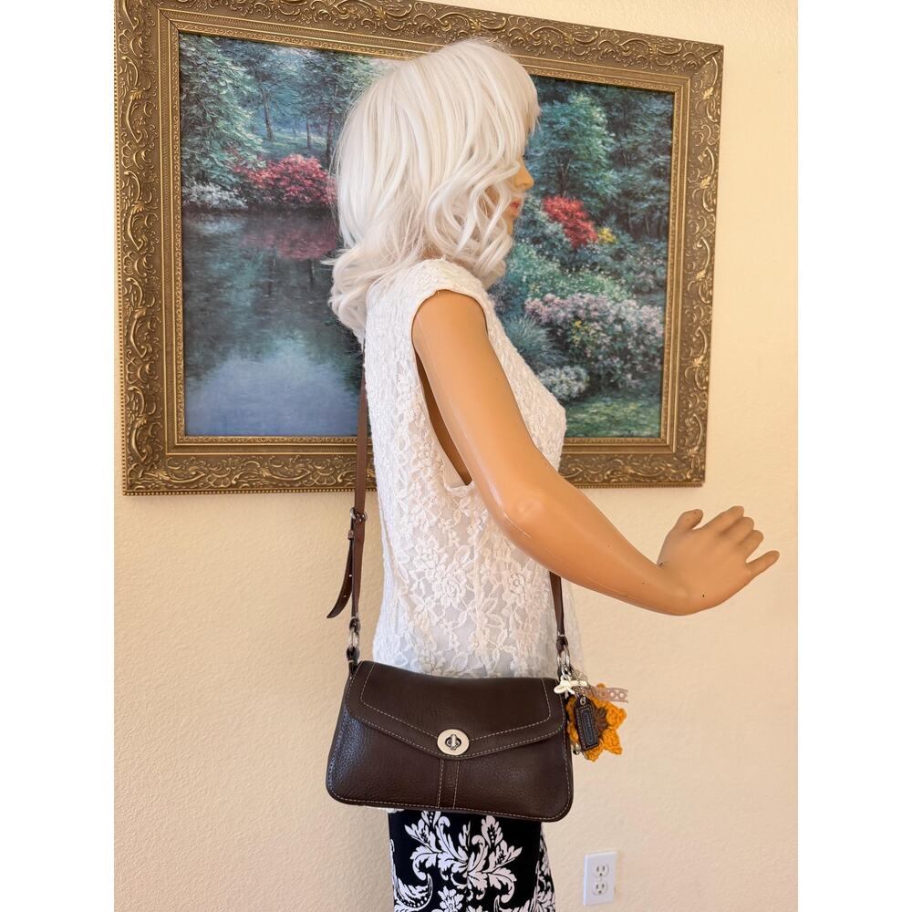 Vtg Y2K Coach F10888 Dark brown Chelsea Leather small Demi Shoulder Bag crossbod - Picture 4 of 13